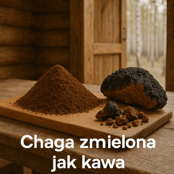 ChatGPT chaga mielona z napisem Czaga Syberyjska (Chaga) 200g – Naturalna huba brzozowa do parzenia
