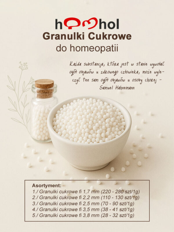 Granulki cukrowe Homhol - obrazek 02 Granulki do terapii homeopatycznej cukrowe 38-41szt./1g - opak.1kg