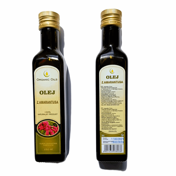 Olej amarantusowy Olej z amarantusa 250 ml Organic Oils, Skwalen, Omega369